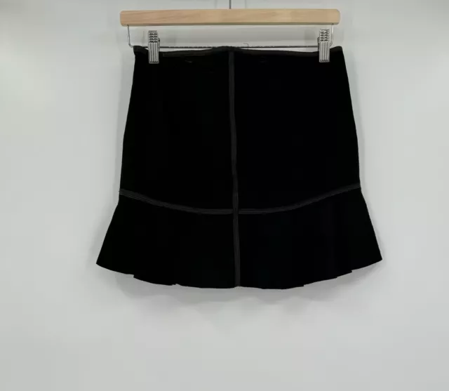 Bailey 44 Womens Black Suede Leather Ruffle Hem Side Zip Up Mini Skirt Sz 2 2