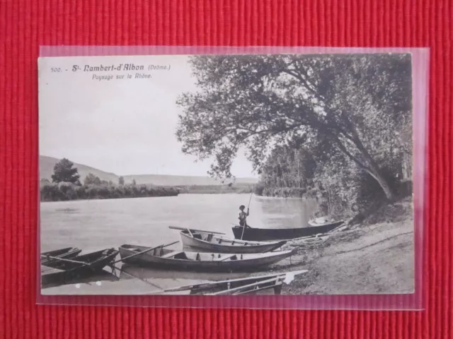 Cpa Ecrite Timbre St Rambert D'albon Paysage Sur Le Rhône Barques Drôme 26