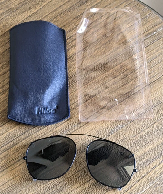 VINTAGE HILCO CLIP ON Aviator Sunglasses Gray Approx 58 mm w Protective Case EUC 8.00 PicClick