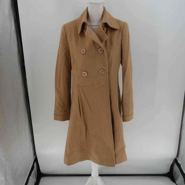 Via Victoria's Secret Camel 100% Wool Overcoat Size 12 3