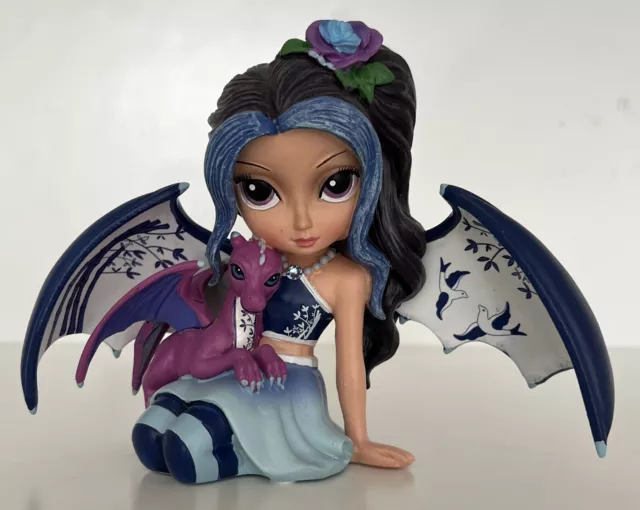 Love and Harmony Blue Willow Fairy Dragon Figurine, Jasmine Becket-Griffith