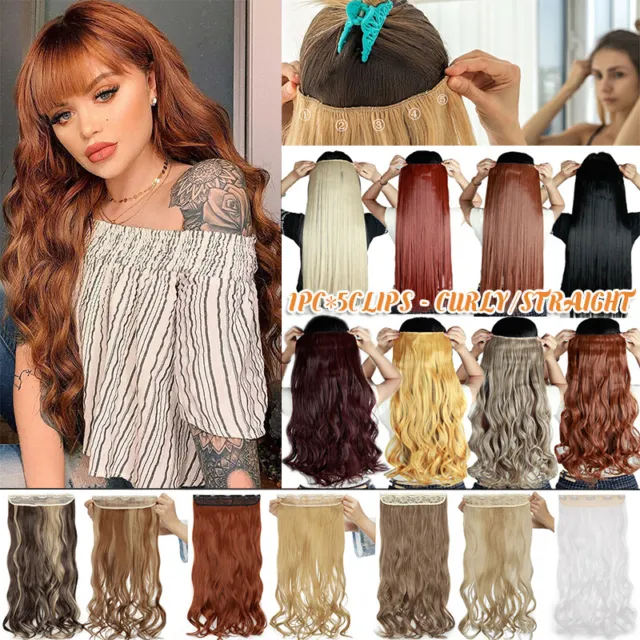 One Piece Clip in as Human Hair Extensions Full Head Highlight 100% Natural US