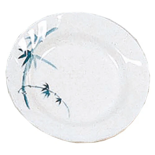Thunder Group 1208BB 8" Diameter Blue Bamboo Pattern Curved Rim Plate - 1 Doz