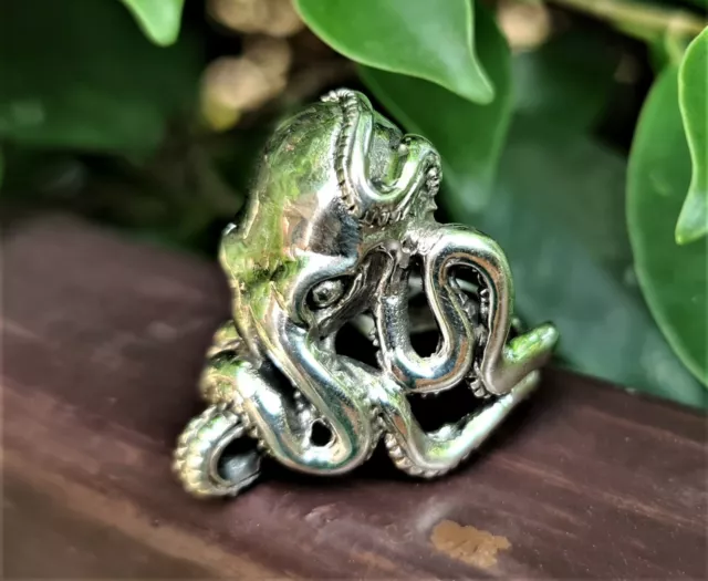 OCTOPUS RING 925 Sterling Silver Ocean Sea Creature Kraken Animal Talisman