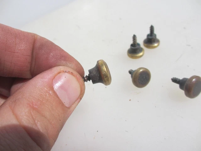Small Vintage Brass Cabinet Knobs Drawer Handles Pull Old Cupboard Antique x5