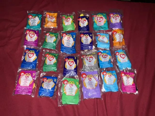 RARE-McDonalds Happy Meal Mini Beanies -2 Sets Of 12 Unopened 1998/1999