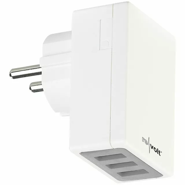 revolt Kompaktes 3-Port-USB-Wandnetzteil mit Smart-Power-Technologie, 17 Watt