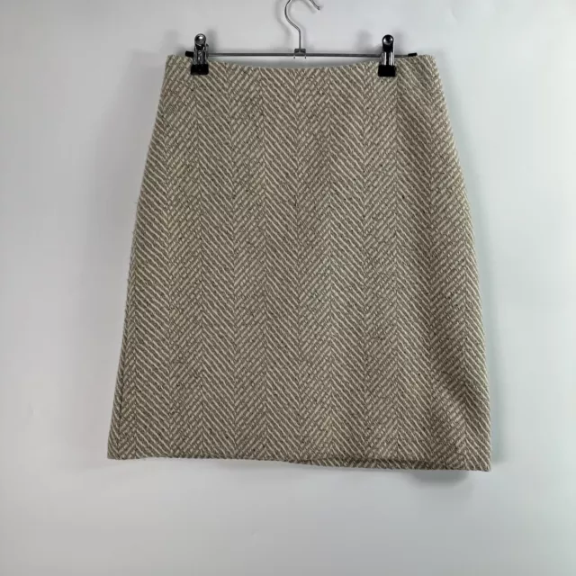 Marks and Spencer Women Skirt Size 8 Stone Mix A Line Herringbone Regular Zip