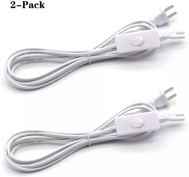 2 PACK 10FT Power Cable Wire for Integrated LED Tube Light T5 T8 Double End 3Pin