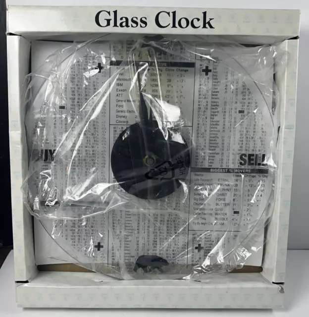 NEW Stock Market GLASS Wall Street Clock 13" IOB Bull Bear Buy Sell Talus Corp