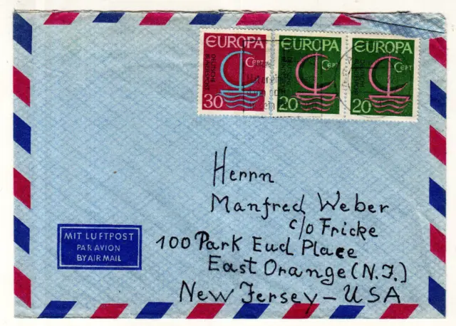 BRD Luftpost Brief in die USA aus Aachen