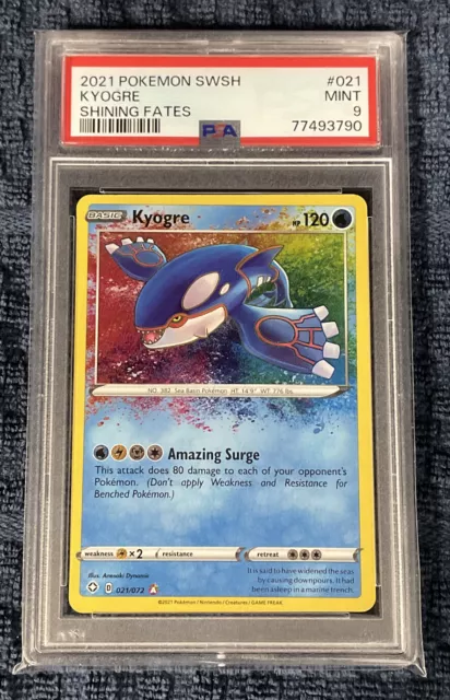 2021 Pokemon SWSH Kyogre Amazing Rare - HOLO Shining Fates #021 PSA 9 MINT