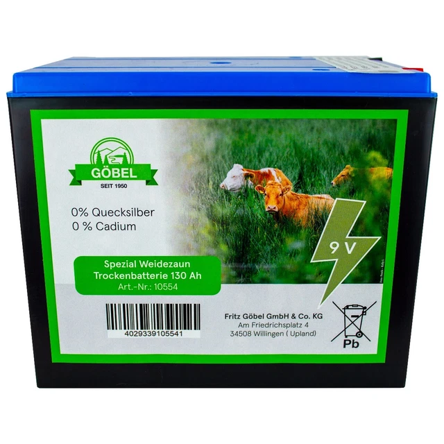 Trockenbatterie 9V Batterie Weidezaunbatterie Weidezaun 130Ah Zink Kohle Weid...