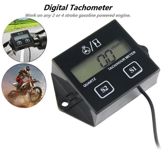 DIGITAL TACHOMETER TACH Hour Meter Motor ATV Engine Inductive Gauge