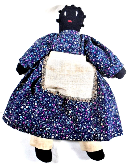 Vtg Hand Crafted African American Folk Art Rag Doll Handmade Black Cloth Doll