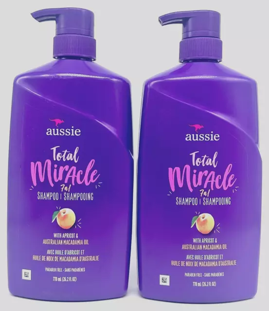 Aussie Total Miracle 7n1 Shampooing Femme sans Parabènes Journalier W/ Pompe 2PK