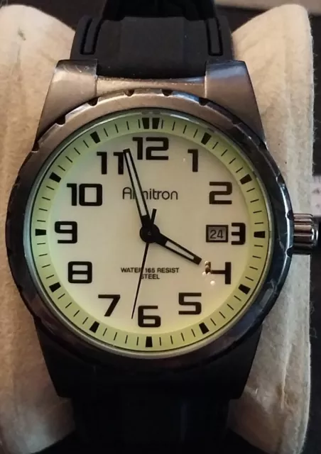 Armitron Stainless Steel Quartz Date Watch 20/4629DG Luminous Dial New Battery