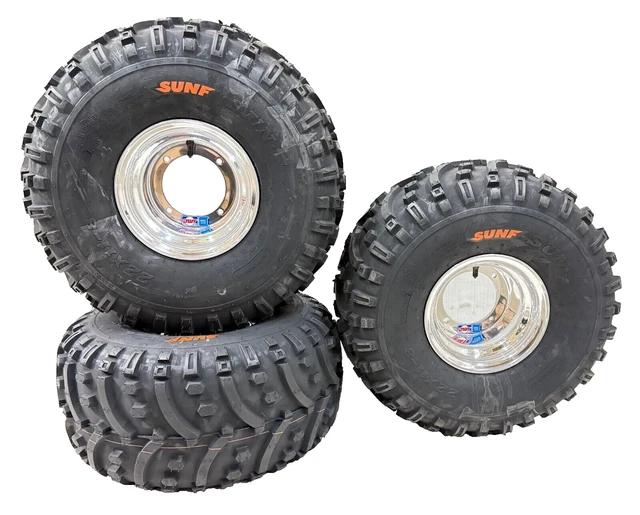 DWT A5 Polished Wheels & Sunf Tires Combo – Front 21x7-10 / Rear 20x10-9 For Honda TRX450R, 400EX, 250R