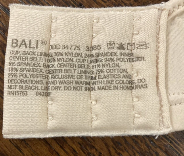 NWT! BALI PASSION for Comfort Minimizer Underwire bra sz 34DDD Beige