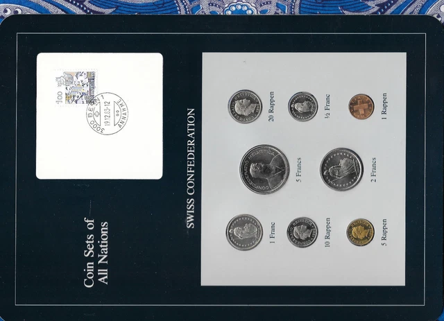 Coin Sets of All Nations Switzerland w/card 1981-1983 UNC 1/2,1,5 Franc 1982