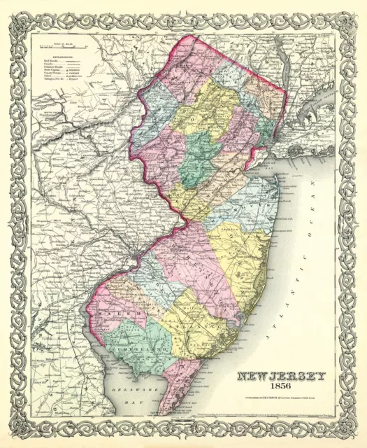 New Jersey - Colton 1856 - 23 x 28