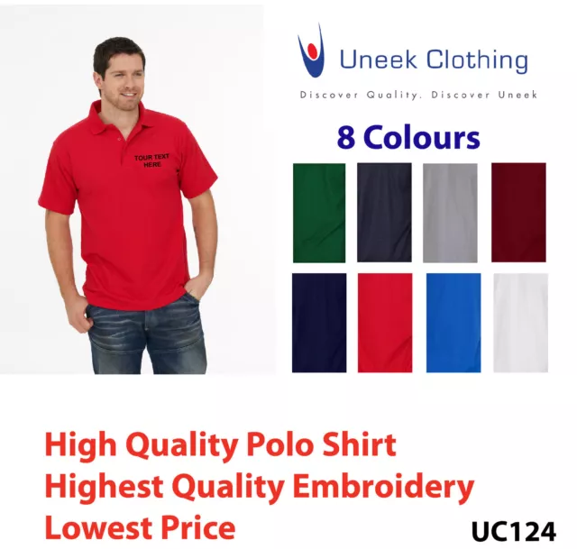 Polo Shirt Custom Embroidered Personalised Text Workwear Uniform UC124 Unisex