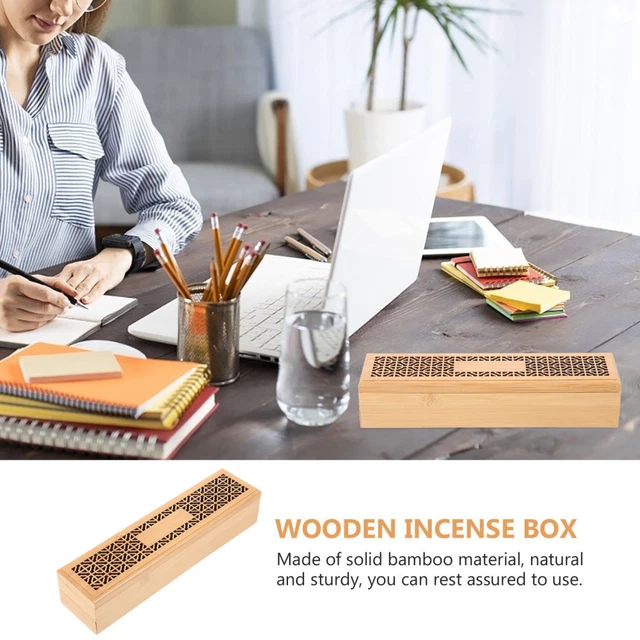 Wooden Incense Box Hollowed Tabletop Holder Burner Reusable Incense Box 3