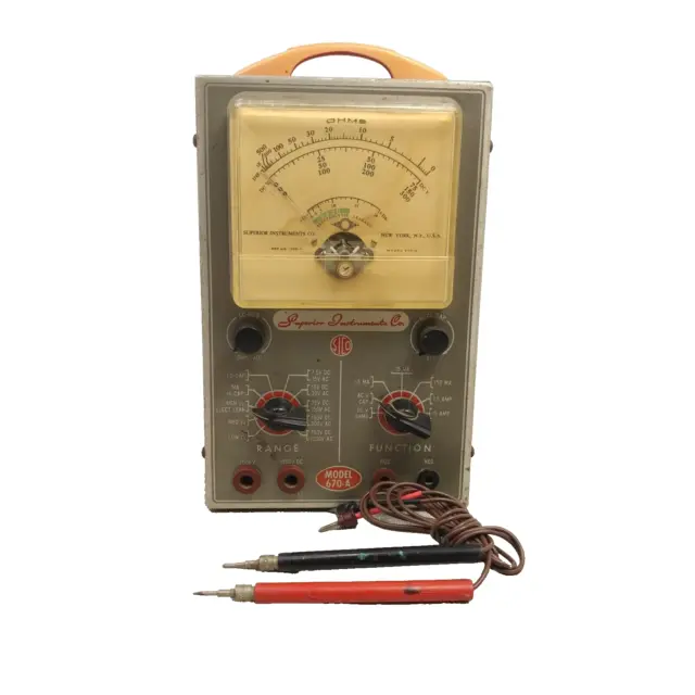 Vintage Superior Instruments Model 670-A Resistance Multimeter Tester & Probes