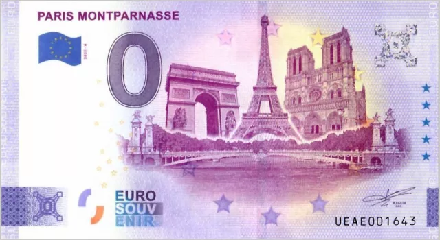 0 Euro Schein Paris · Montparnasse · Souvenir o Null € Banknote