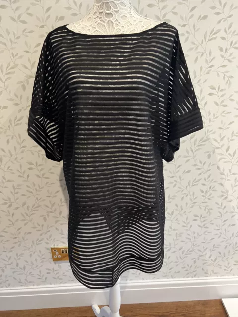 Ted Baker Size L Cover Up Swimwear Black Stripe Bnwot