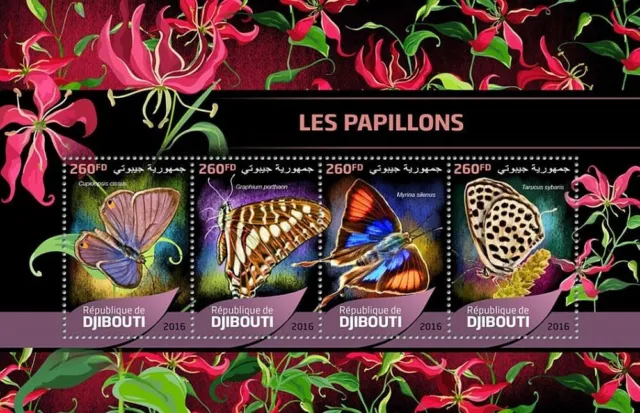 BUTTERFLIES Insects MNH Stamp Sheet #314 (2016 Djibouti)