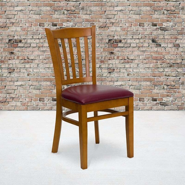 Flash Furniture HERCULES Series Vertical Slat Back Cherry Wood Restaurant Chair