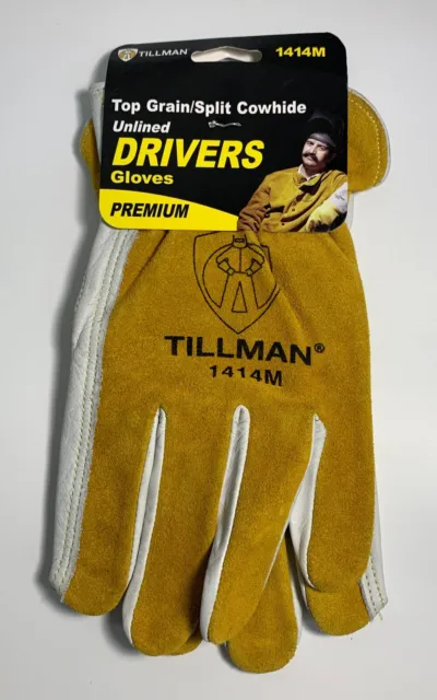 Tillman 1414 Top Grain Pearl Cowhide Split Leather Drivers Work Gloves Size M