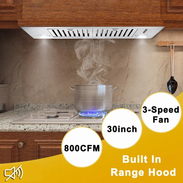 30& INSERT RANGE Hood 800CFM Ducted/Ductless Kitchen Builtin Vent