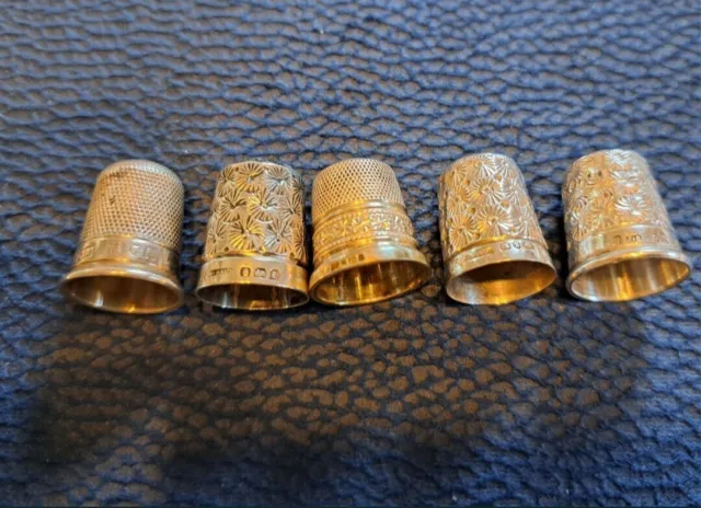 Lot Of 5 Antique Silver Victorian Thimble Thimbles - Hallmarked