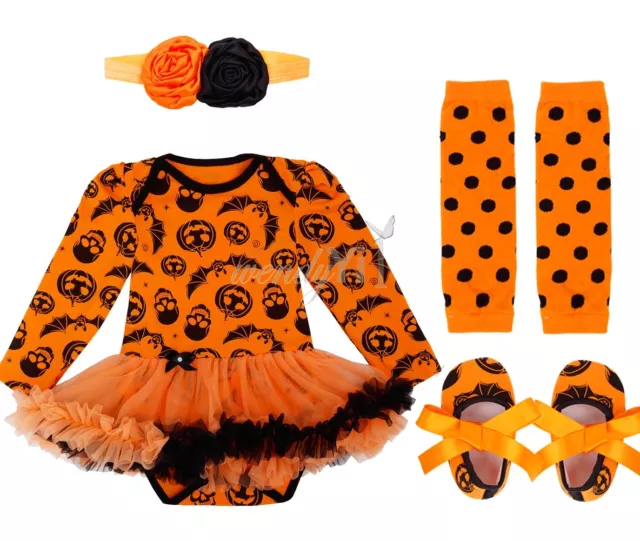 0-1 Years Baby Girls Halloween Party Costume Outfits Kids Pumpkin Tutu Dress Set