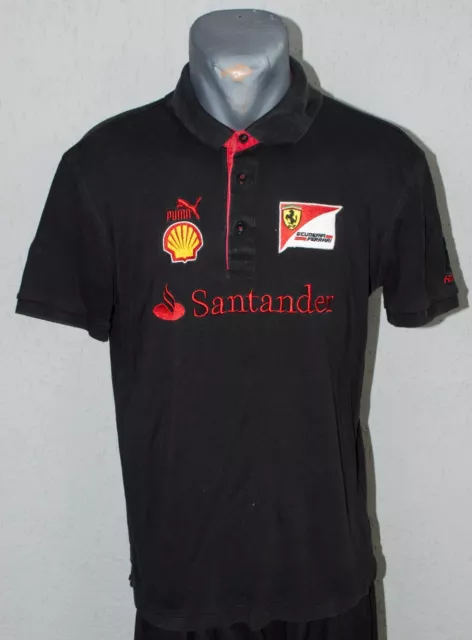 Ferrari Team Trikot F1 Scuderia Puma Schwarz Polo Rennen Hemd Herren Größe XL