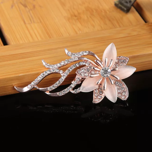 Women Girls Flower Shape Inlay Rhinestone Opal Clothing Pin Brooch Jewelry LH 3