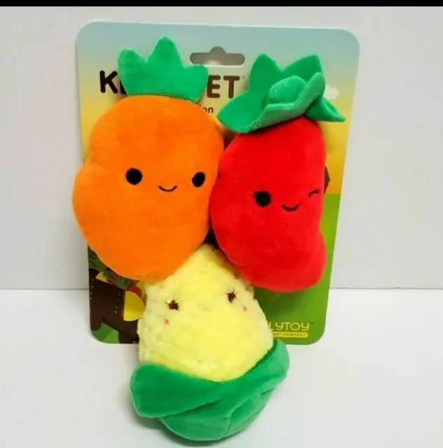 Squishmallow KellyPet KellyToy 3 Pack Vegetable Pet Toy Collection NWT