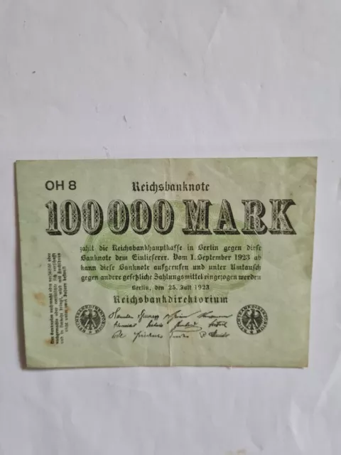 100000 Mark Berlin 25. Juli 1923 Deutsches Reich Reichsbanknote Inflation