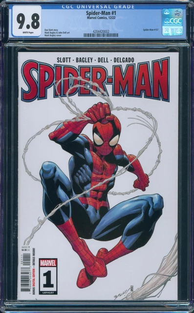 Spider-Man #1 CGC 9.8 White Pages Mark Bagley Cover A Marvel 2022