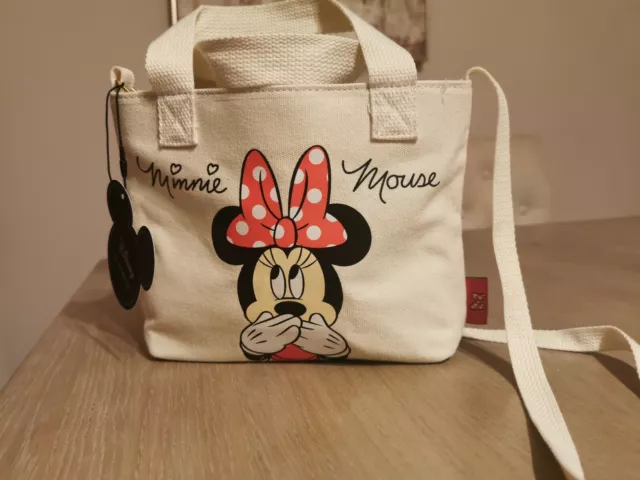 Bnwt Disney Minnie Mouse Primark Girls Across Body Handbag Fabric Cream Tote Bag