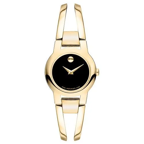 Movado Amorosa Museum Black Gold Ladies Swiss Quartz Watch 0606946