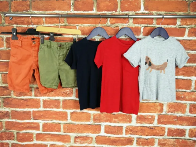 Boys Bundle Age 2-3 Years H&M M&S Next Cotton Chino Shorts T-Shirt Dog Kids 98Cm