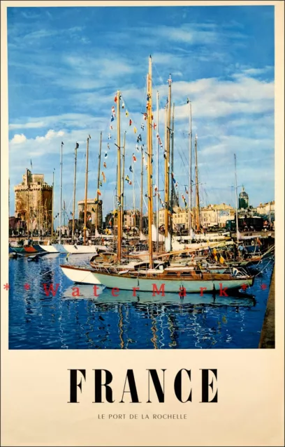 France Port De La Rochelle 1955 Vintage Poster Print Retro Style Travel Art