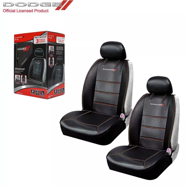 New Dodge Elite 2 Front Car Truck Suv Synthetic Leather Sideless Seat Covers Set