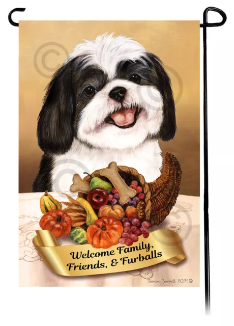 Shih Tzu Thanksgiving Garden Flag