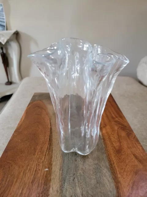 Vintage Muurla of Finland Art Glass Handkerchief Ruffled Vase