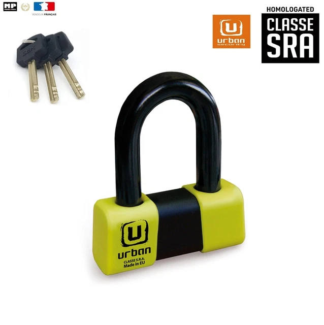 Antivol Disque Moto URBAN U9DY Homologué SRA - Bloque Roue, Acier Ø15mm, Double Fermeture, Haute Sécurité