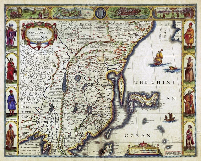 1626 Map of the Kingdom of China Japan Unusual Wall Map - 24x30